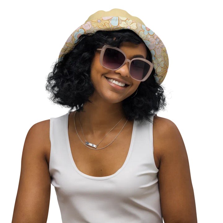 Retro Flowers Cream Reversible Bucket Hat product image (2)