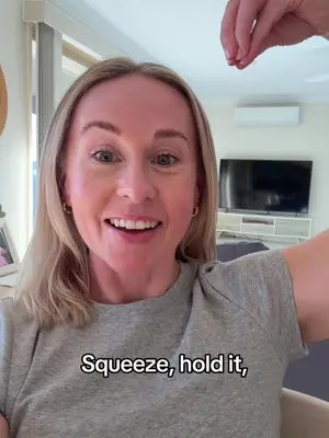 NO MORE SNEEZE WEE’S 💧  These fast pulses work on coordination of the pelvic floor muscles - for when we need to brace quickly for a cough or sneeze! Try to relax completely inbetween each one.  Squeeze responsibly.  Disclaimer: these exercises are not suitable for everyone! See a women’s health physio for individual advice and exercise prescription. #pelvicfloor #kegelexercises #stressincontinence #bladderleakage #bladderproblems 