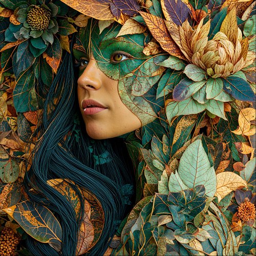 She is the forest made flesh. Her eye glows golden, seeing through the veil of autumn and spring, of decay and renewal. The l...