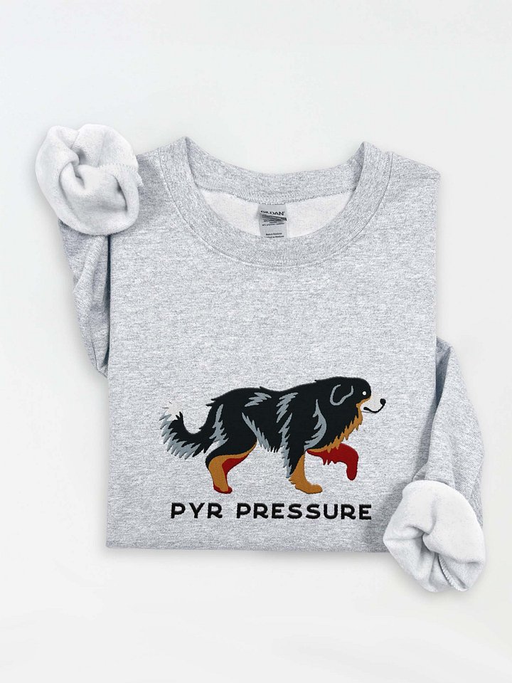 Pyr Pressure Sweatshirt (Embroidered) of a Great Pyrenees(Black & Tan) product image (1)