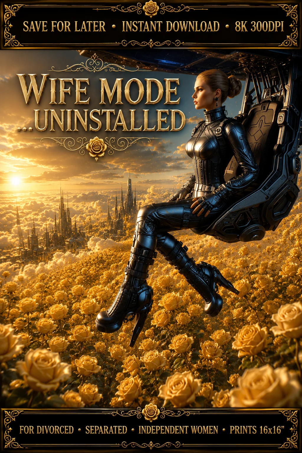 Wife Mode Uninstalled 8K Art Divorce Gift Instant Download Sassy Separated Women 16x16 Print product image (1)