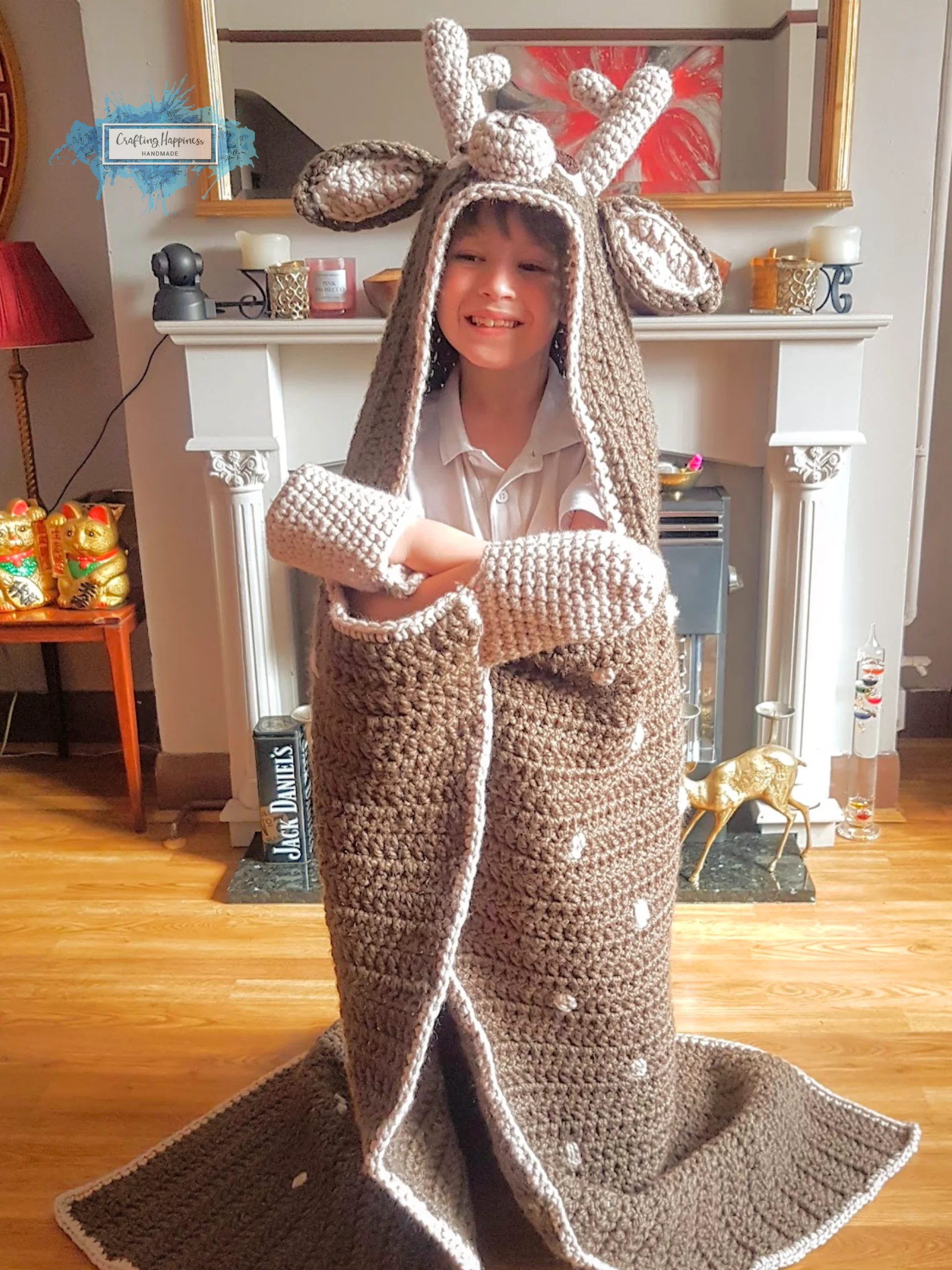 Deer Hooded Blanket Crochet | Chunky Animal Blanket (PDF Pattern product image (5)