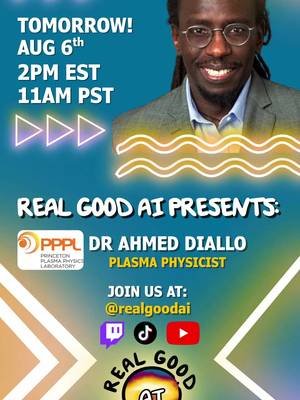 Not-Dr Bob is back to tell you about our NEWEST Real Good Guest for Real Good Thursday, Dr Ahmed Diallo! Join us tomorrow at 11am pst / 2pm est for a conversation about the fuuuuuuuuuuutureeeeeee We're Real Good AI and we want to illuminate the black box. Find out more about our mission here: realgoodai.org