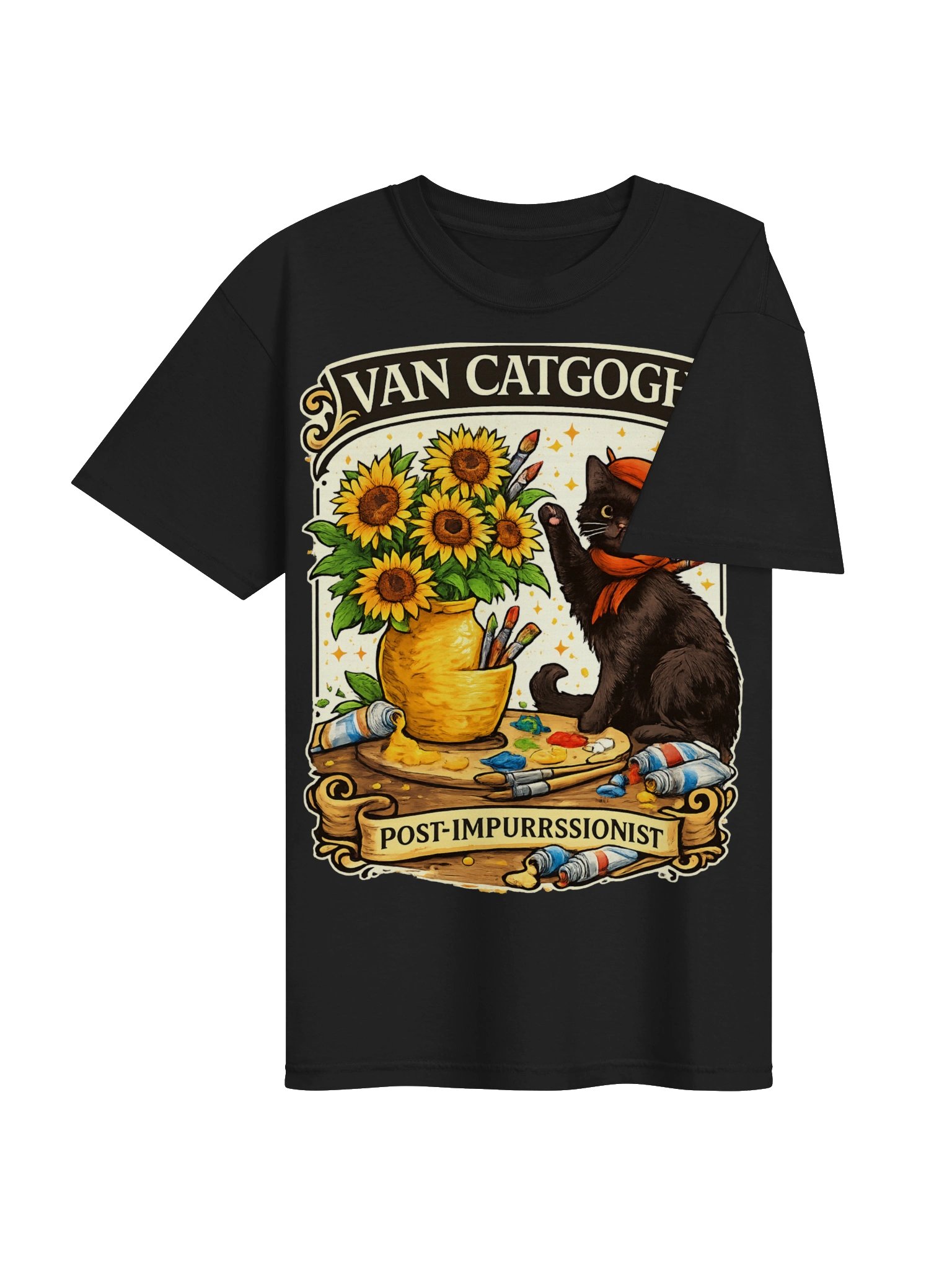 Comfort Colors Cat T-Shirt Funny Cat Shirt Van Gogh Shirt Cat Meme Shirt Black Cat T-Shirt Art Shirt Artist Tee Kitty Lover Tee product image (33)