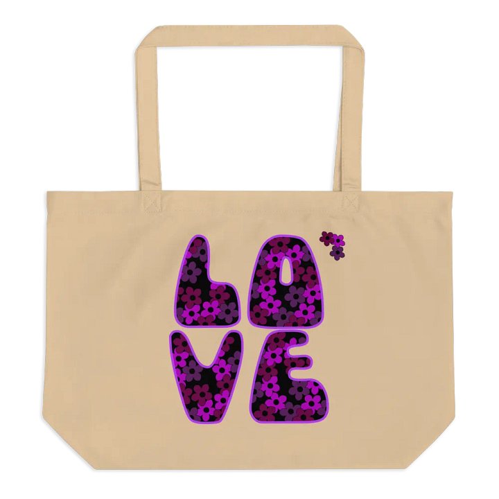 Fuchsia Pink LOVE Text Eco-Friendly Large Tote Bag product image (2)