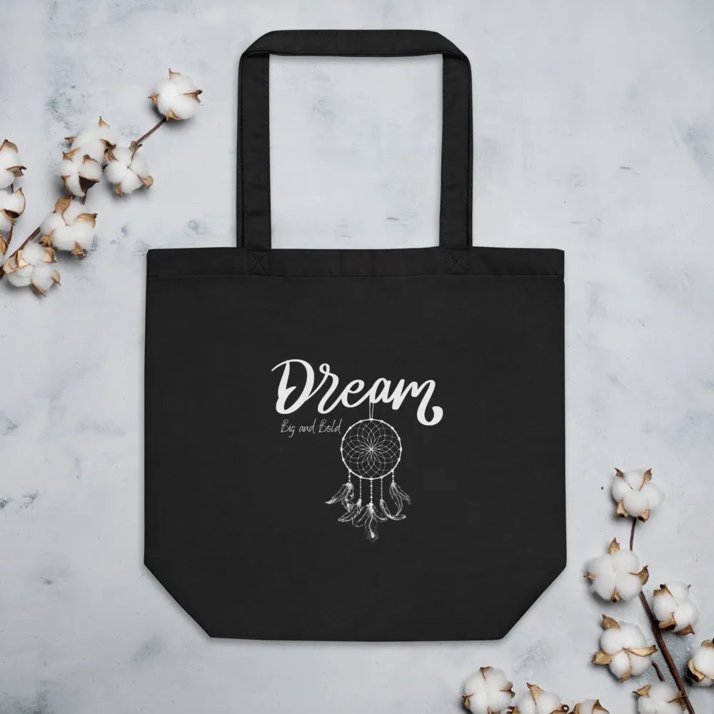 Dream Big and Bold — Organic Cotton Black Tote Bag for Everyday Use product image (3)
