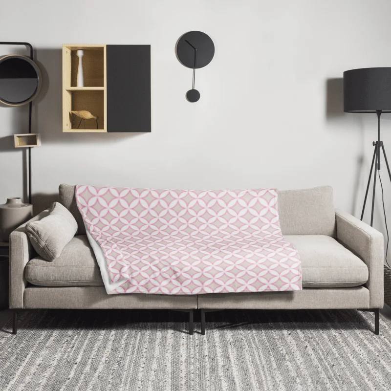 HAMPTONS CHIC - FRESH PINK BEIGE CIRCLES PLUSH BLANKET product image (2)