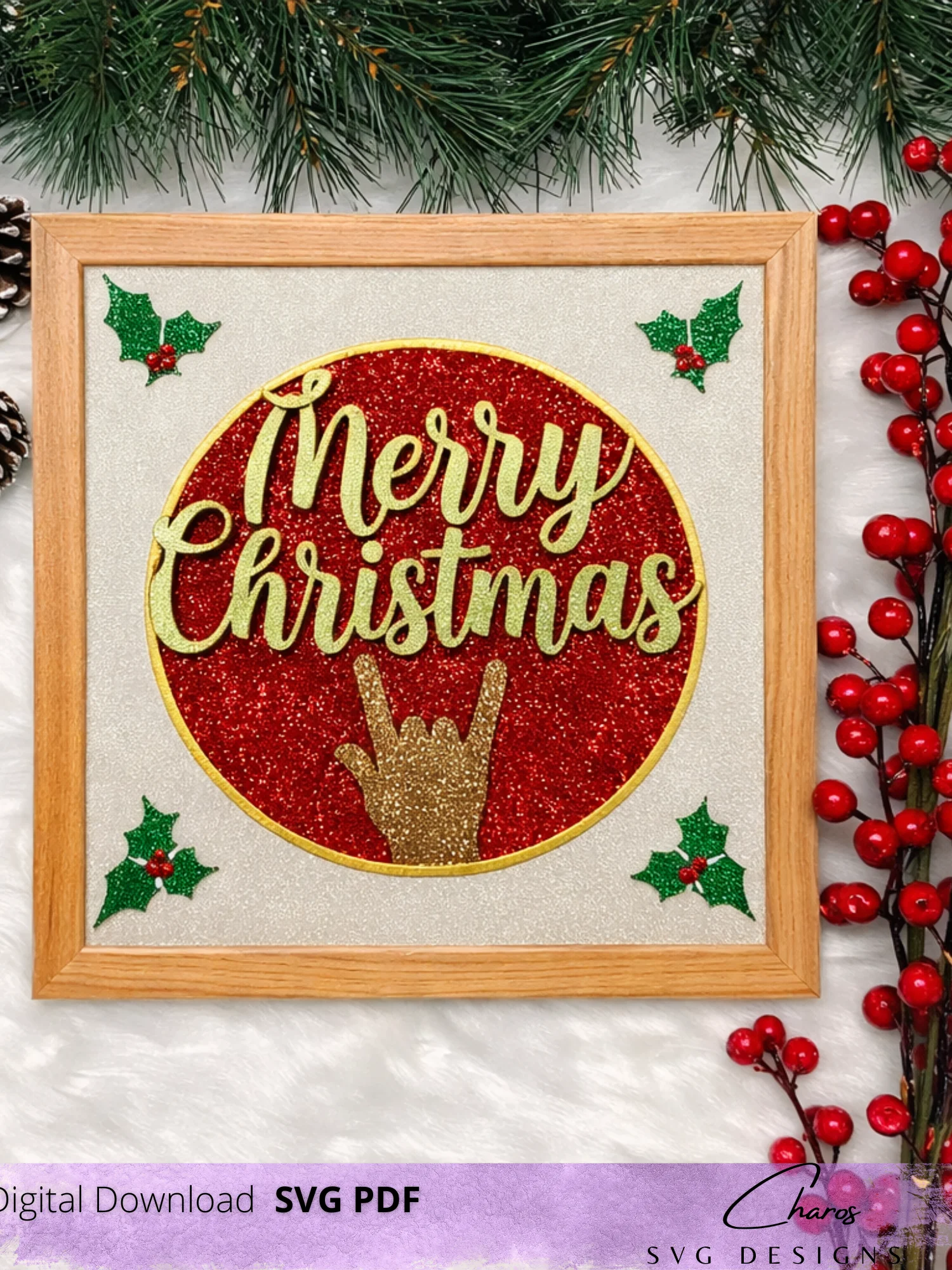 3D ASL Merry Christmas SVG Layered Shadow Box Design product image (9)