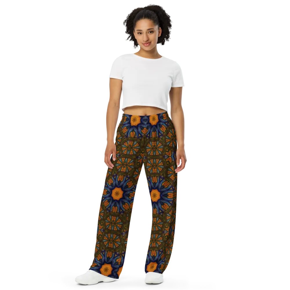 Orange and Blue Sketchy Kaleidoscope Wideleg Pants product image (2)