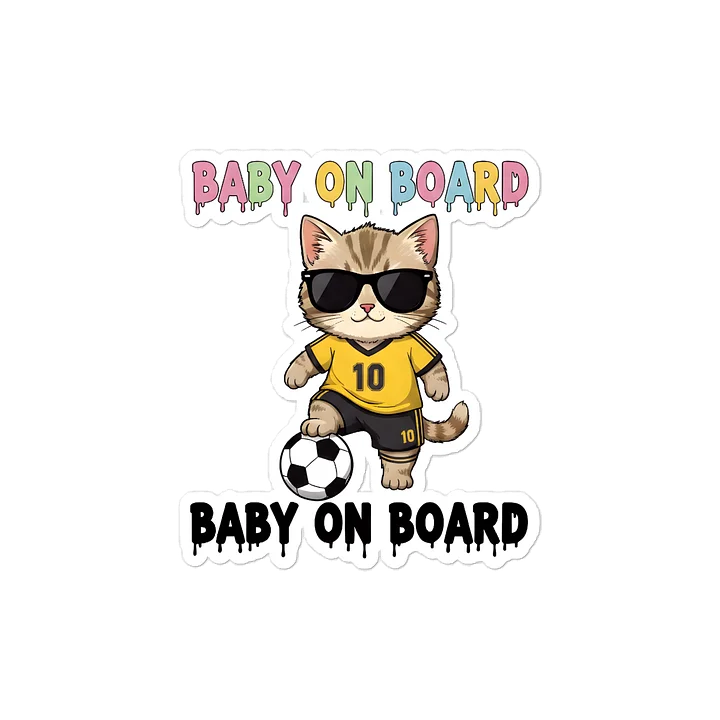 Funny Cat Soccer Baby on Board Sticker - 5x5 Weatherproof Vinyl Car Decal - Cute Cat Soccer Mom and Soccer Dad Gift product image (1)