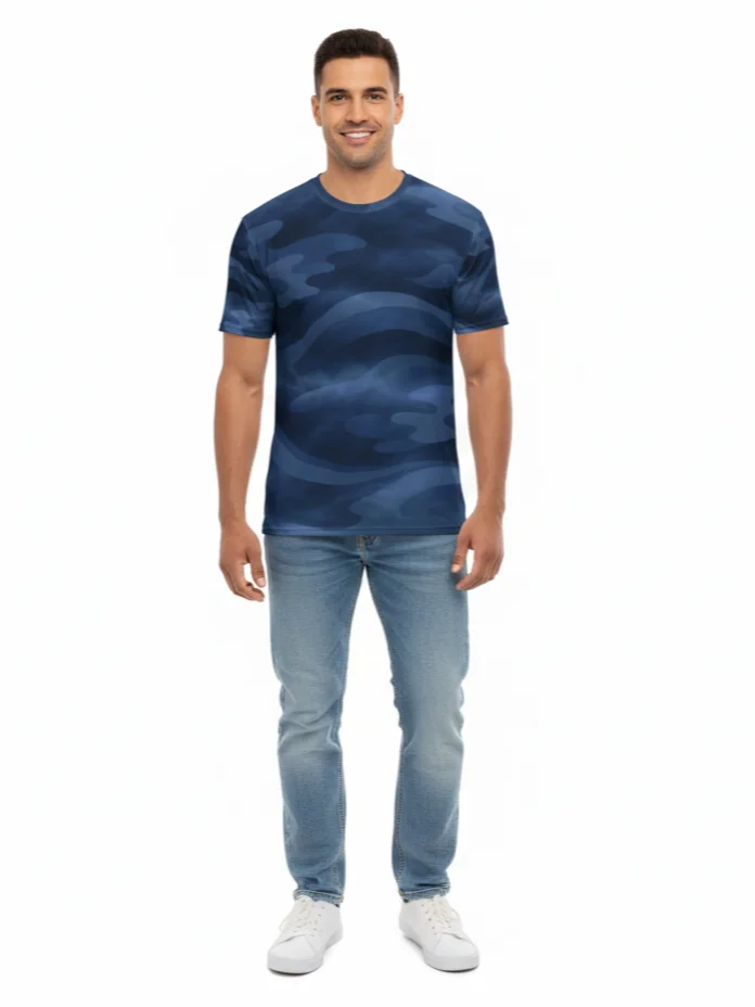 Abyssal Blue Camo Printed T-Shirt for Men product image (1)