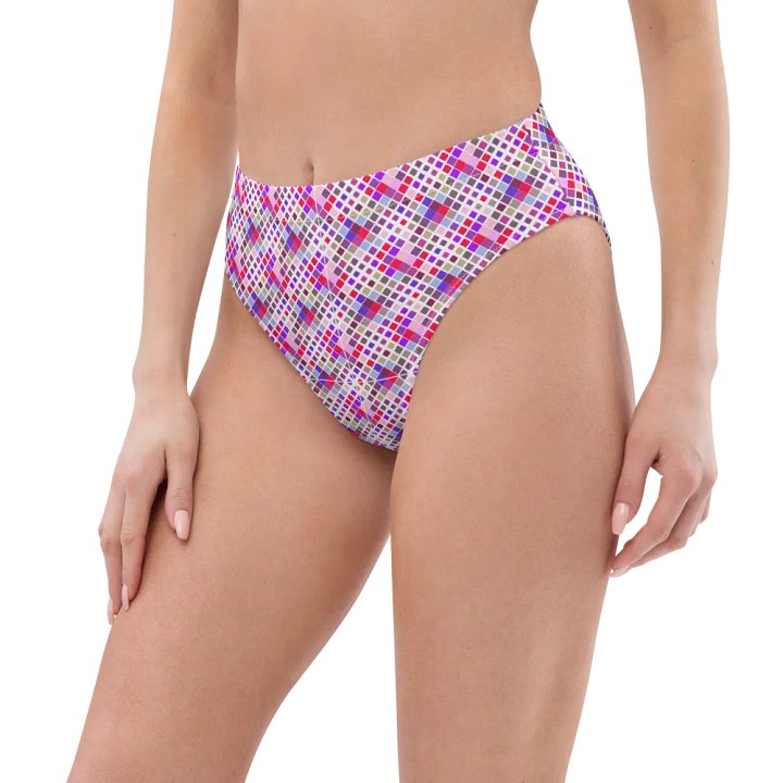 Colorful Square Pattern Design High Waist Bikini Bottom product image (1)