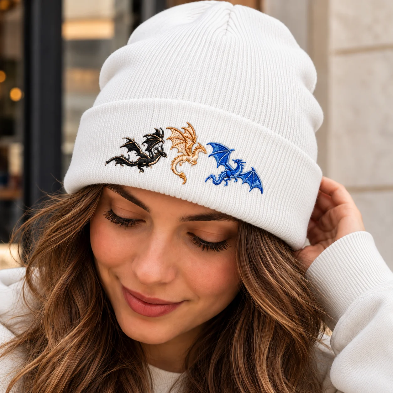 Embroidered Halloween Beanie, Spooky Bat Hat, Gothic Winter Beanie, Cute Halloween Hat, Witchy Fall Accessory, Halloween Gift product image (17)