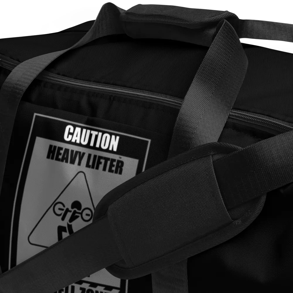 Caution Heavy Lifter Ahead-Barbell Zone Duffle Bag (Black) product image (4)