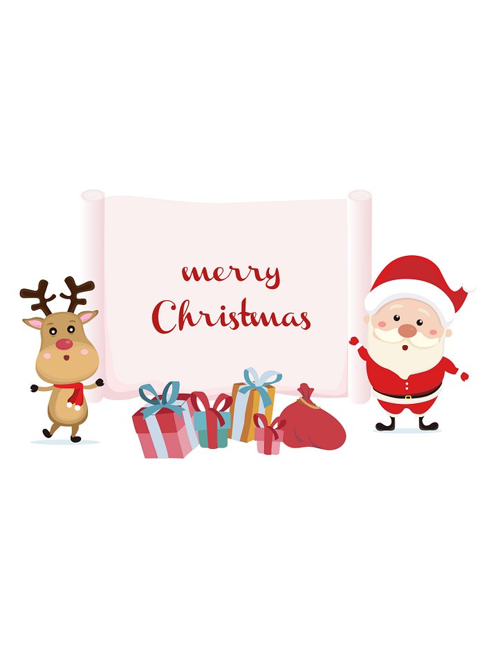 Christmas SVG, Santa Claus and his reindeer peeking around a sign with copy space. Merry Christmas product image (2)