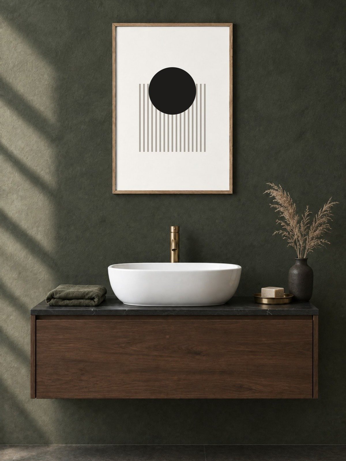 Black Sun Abstract Print | Modern Bathroom Wall Art product image (2)