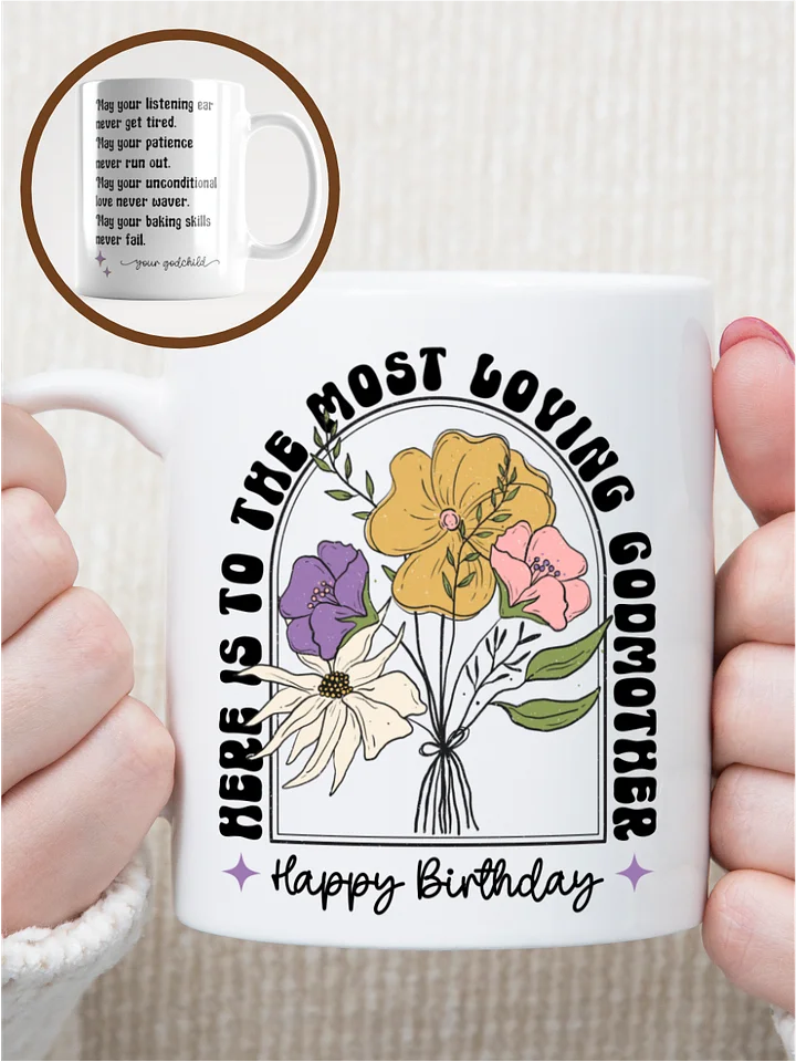 Godmother birthday gift from a godchild - Retro groovy floral bouquet coffee mug product image (1)