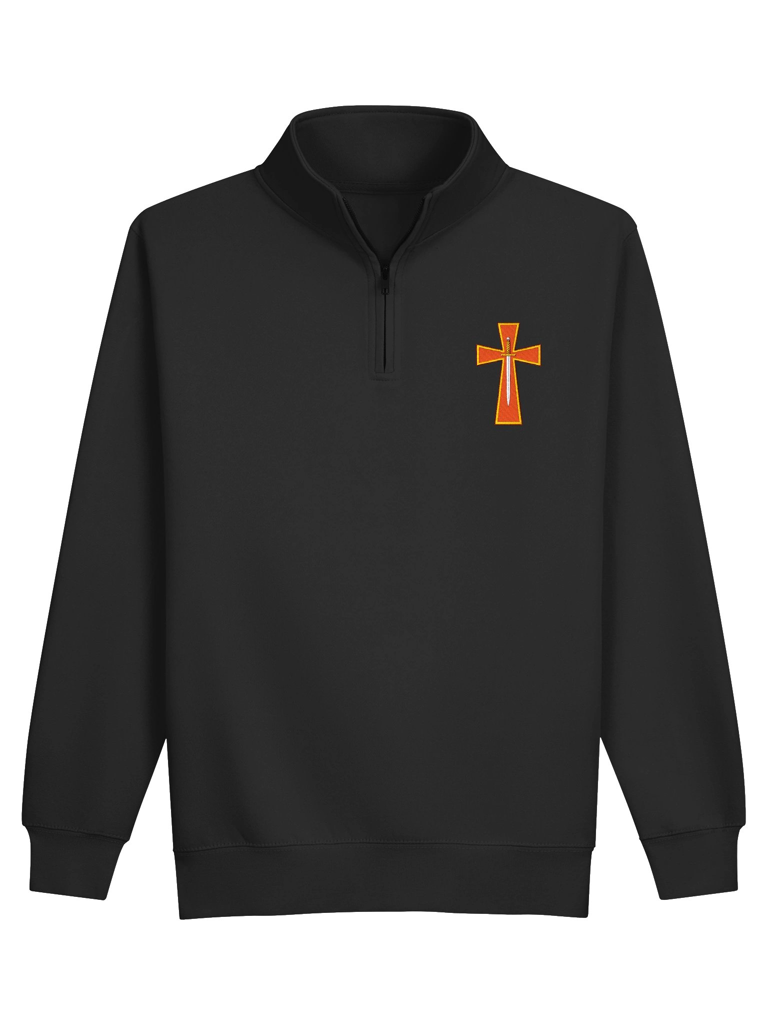 Orange Cross Embroidered Quarter-Zip Sweatshirt product image (3)