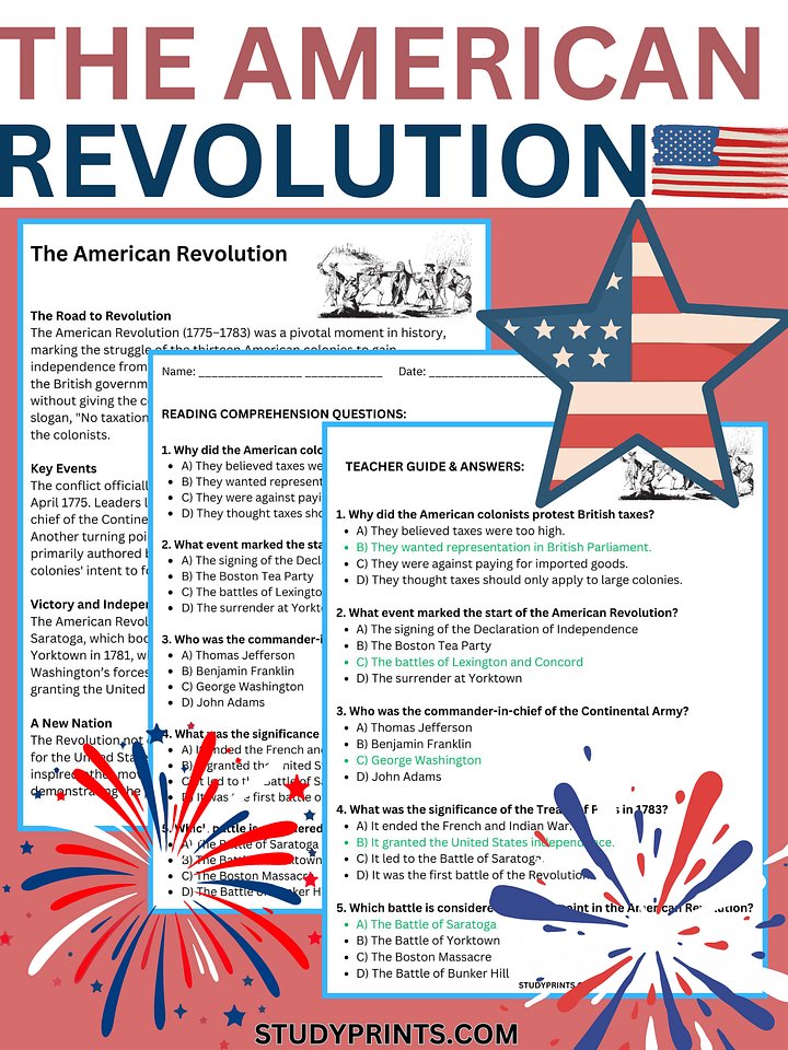 American Revolution Reading Comprehension product image (1)