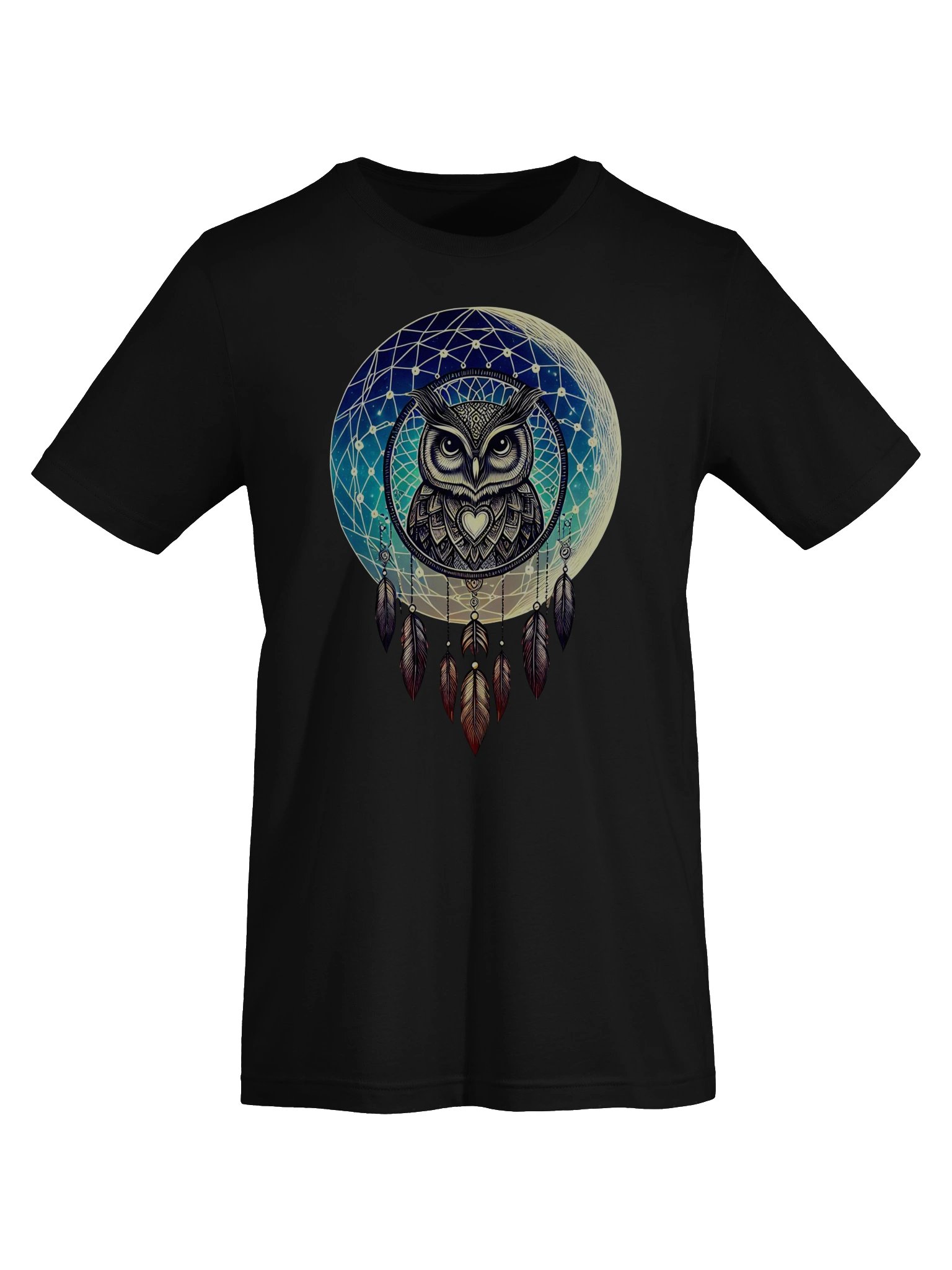 🌙 Lunar Owl Dreamcatcher T-Shirt – Mystical Moon & Feathers Design | Celestial Boho Spirit Animal Tee product image (7)