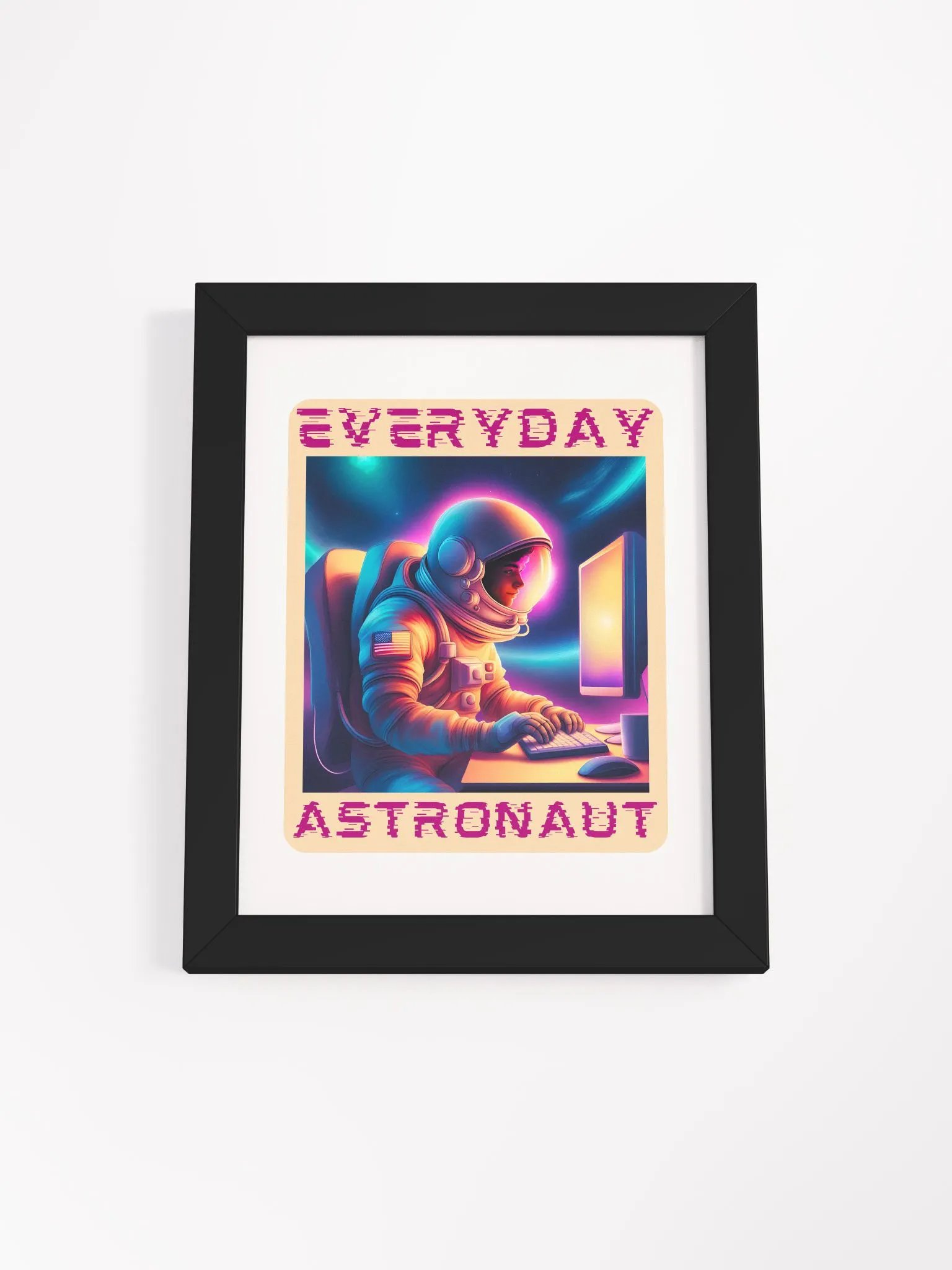 The Everyday Astronaut Working on Computer Framed Poster product image (14)