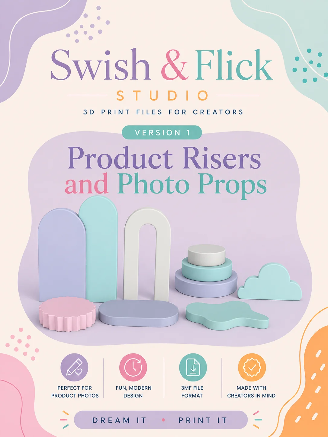 Modern Product Risers and Photo Props Digital File for 3D Printing 3MF File product image (1)