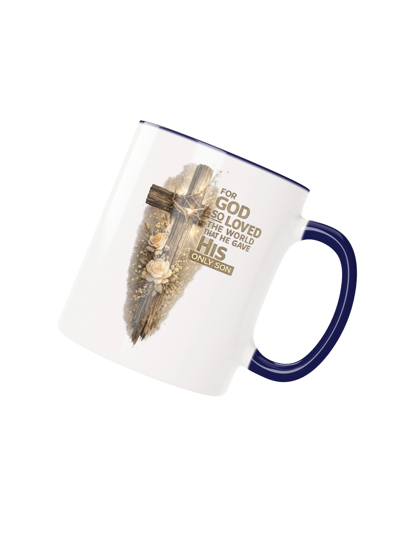 For God So Loved the World That He Gave His Only Son Christian Coffee Mug | John 3:16 Wooden Cross Scripture Mug | Kingdom Life Co. product image (3)