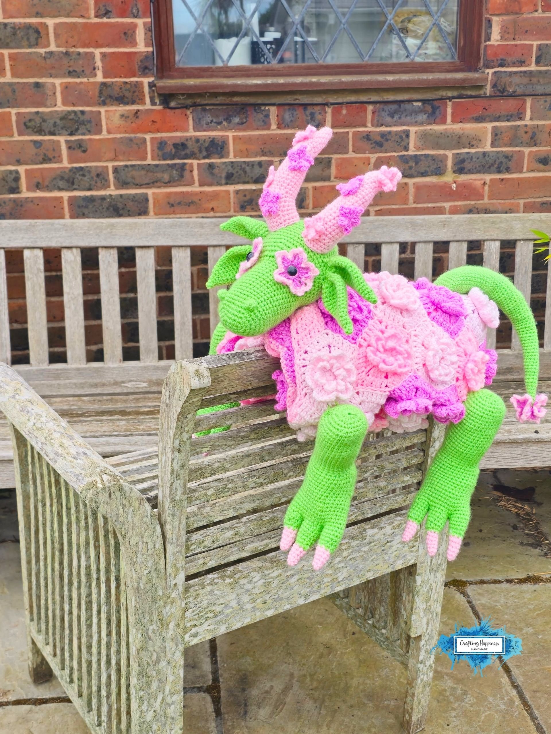 Crochet Flower Dragon Blanket Pattern | Fantasy Fairy Garden Nursery Decor | Mythical Amigurumi Toy | Graph & Written Instructions | pdf product image (6)