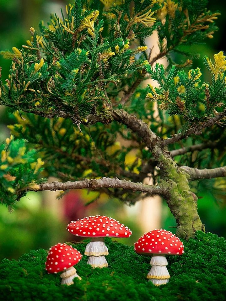 Glow-in-the-Dark Garden Mushrooms — Fairy Garden Decor, Outdoor Mushroom Figurines product image (1)
