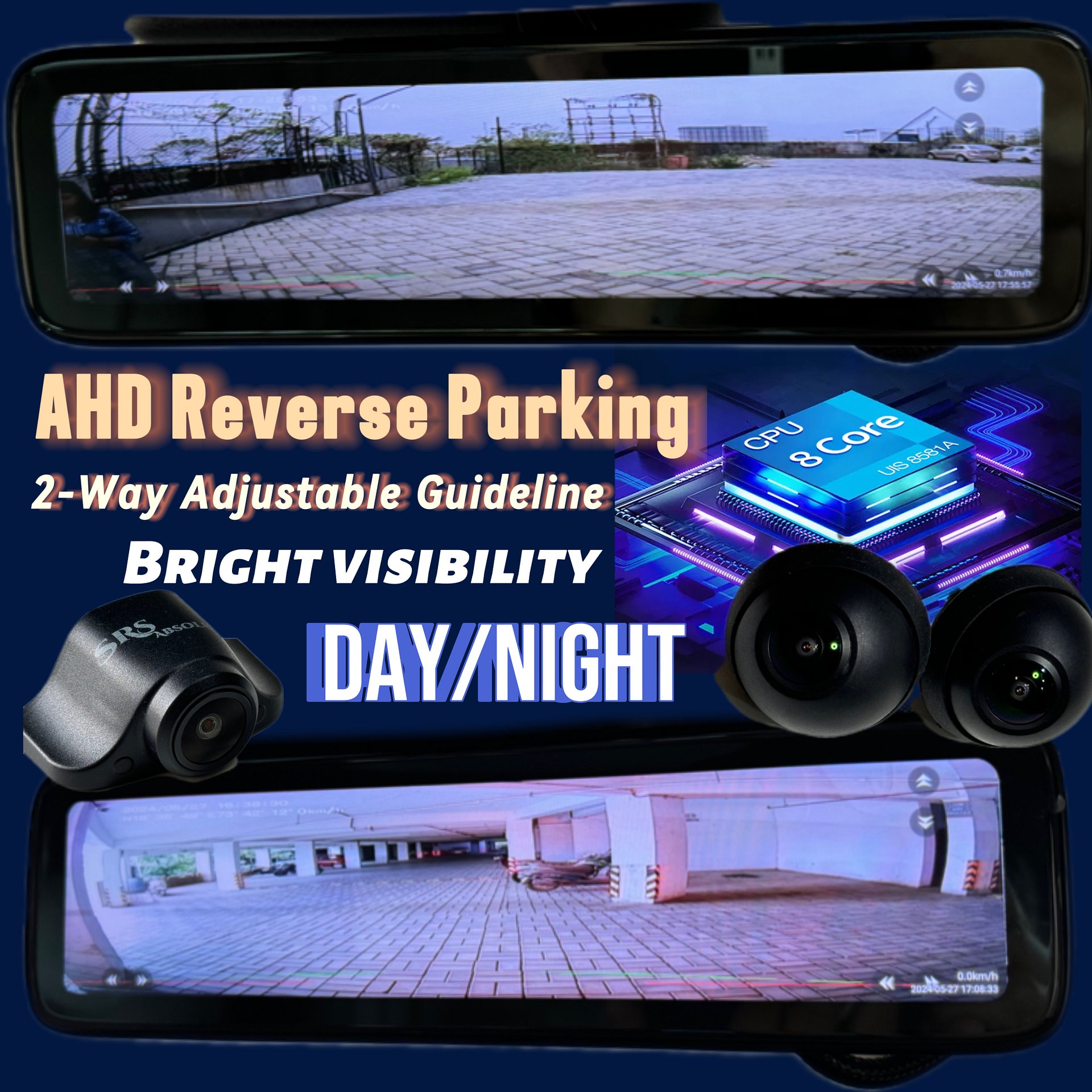 SRS ABSOLUTE 8GB RAM 4G Smart Dash Cam Android14 ADAS Wireless CarPlay GPS 24x7 Remote Audio-Video Monitor Multi-Task | 1TB MicroSD Support | Maps-Apps Support | Steering Control |Split Screen product image (10)