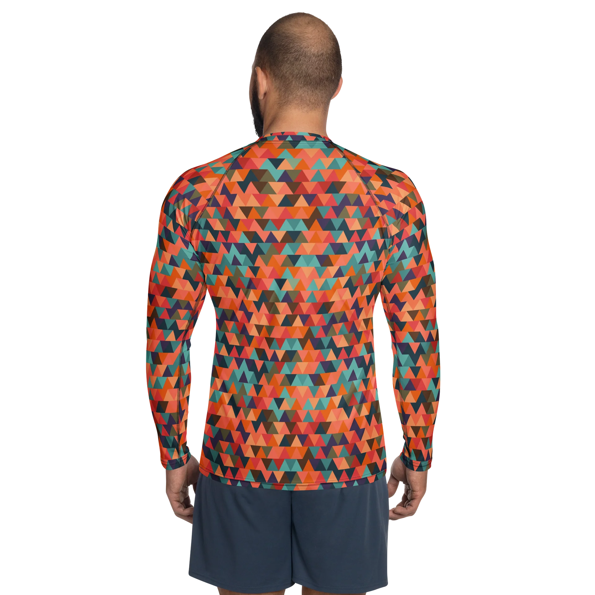 Colorful Geometric Triangles Men's Rash Guard product image (2)