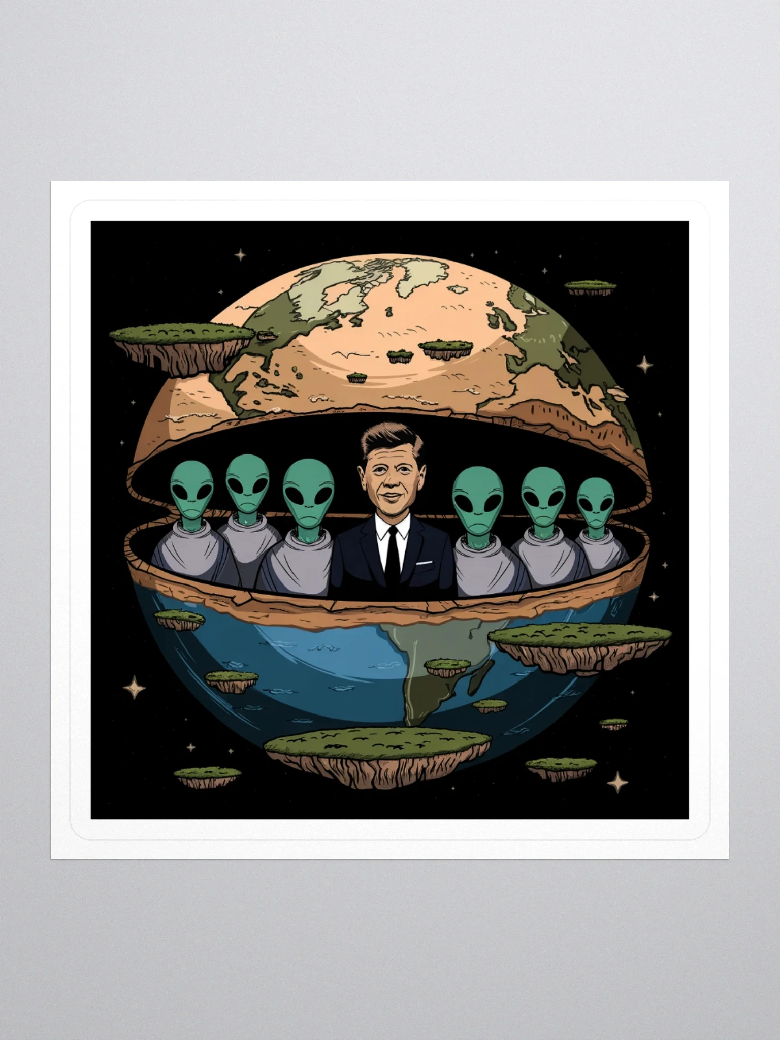 JFK Chilling with the Aliens Sticker — TE.STKR-03