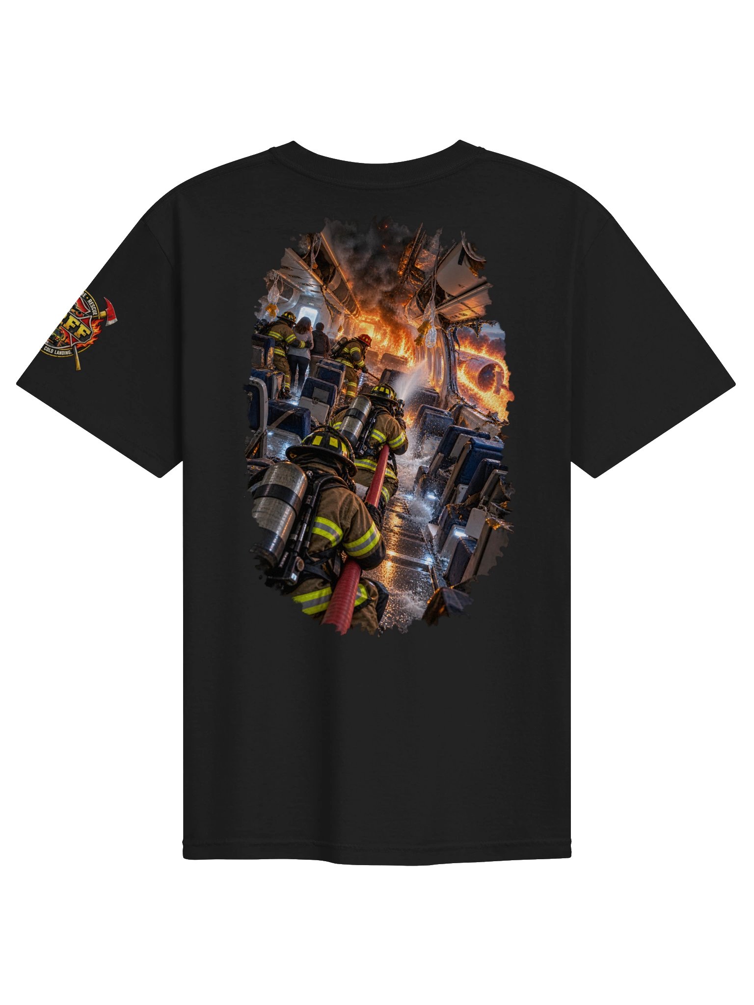 Hot Arrival. Cold Landing. ARFF Firefighter T-Shirt | FLAT OUT BROKEN™ product image (4)