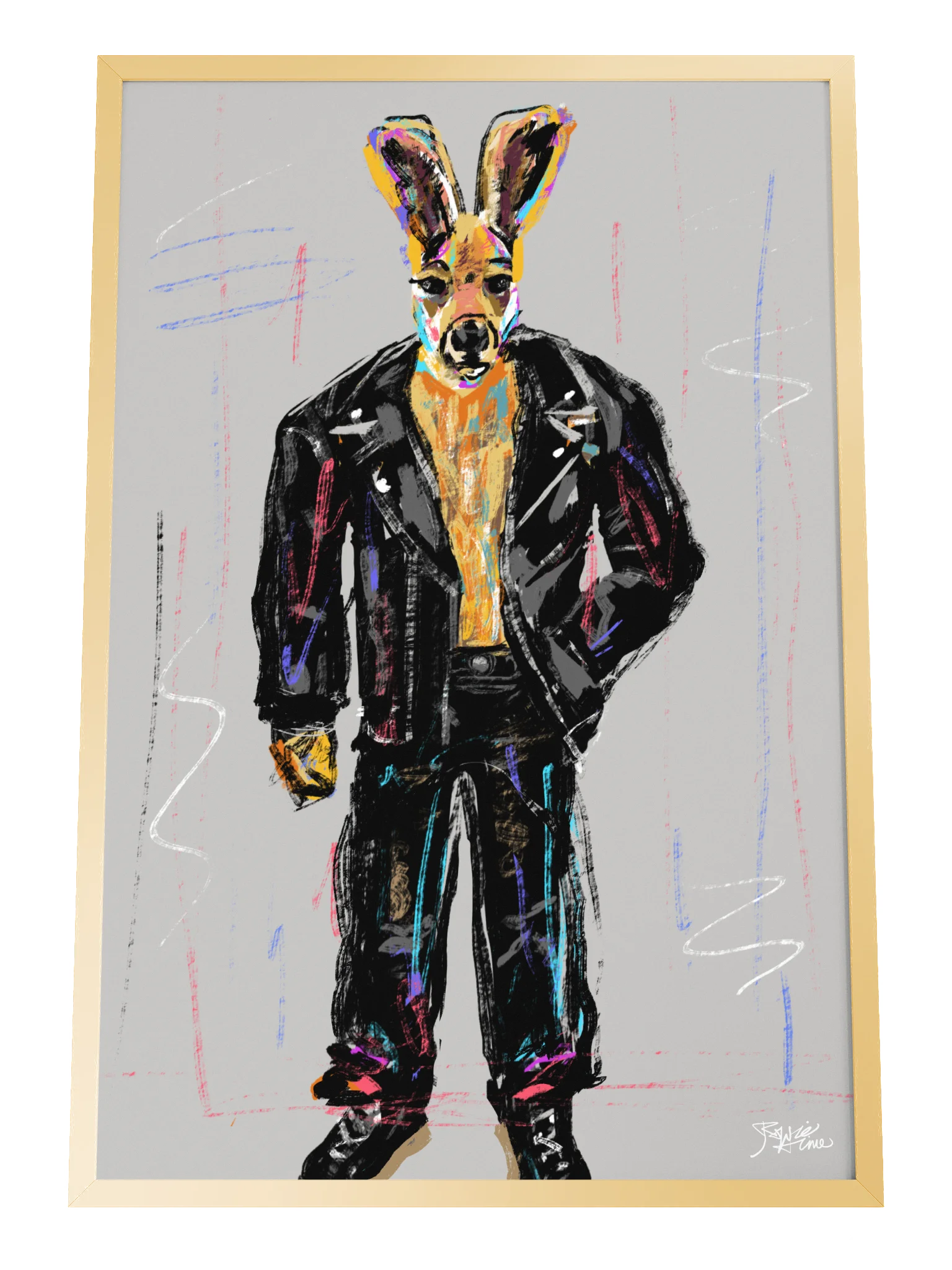 Framed Poster Wall Art: Biker Kangaroo product image (1)
