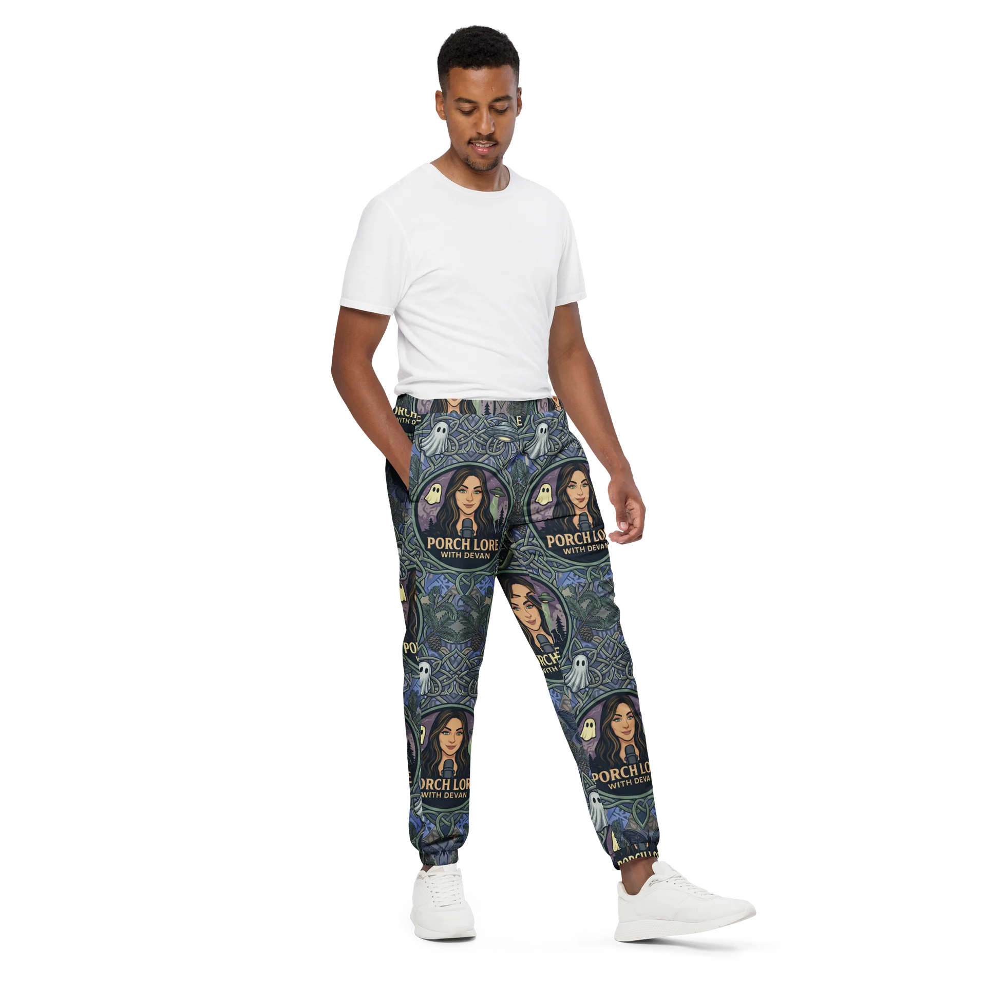 PORCH LORE DEVAN PERIWINKLE MOTH UNISEX TRACK PANTS product image (2)