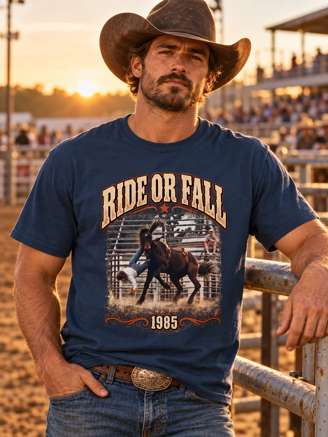 Bronc Riding Shirt — Ride or Fall Two-Sided Rodeo Tee | Broken Arena™ product image (1)