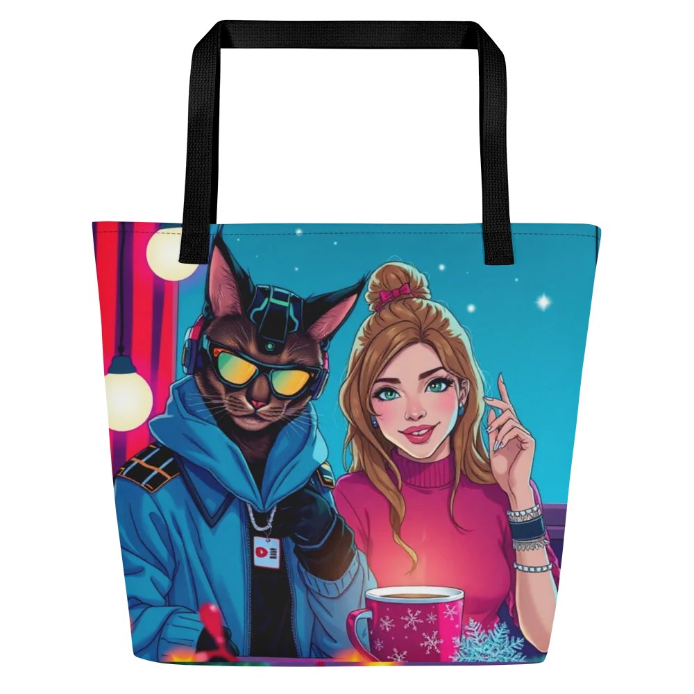 Large Tote Bag w/ Pocket- Holiday Signal: Sleigh the Frequency product image (3)