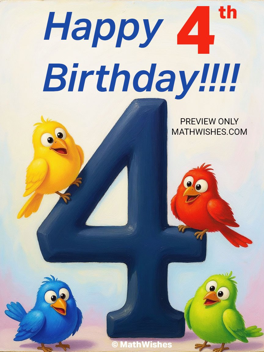 4th Birthday Card - Four Birds product image (1)