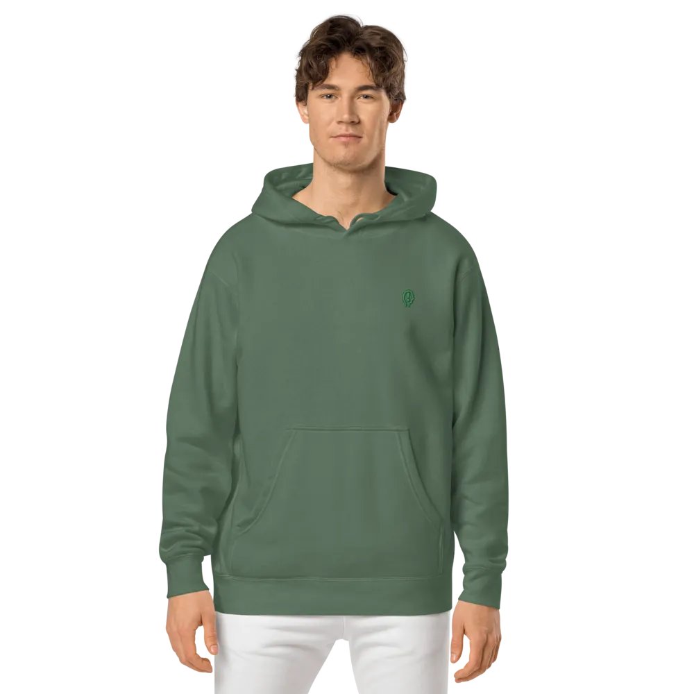 EXCLAIMING MENTALLY (sm. moss design) embroidered pigment hoodie product image (3)