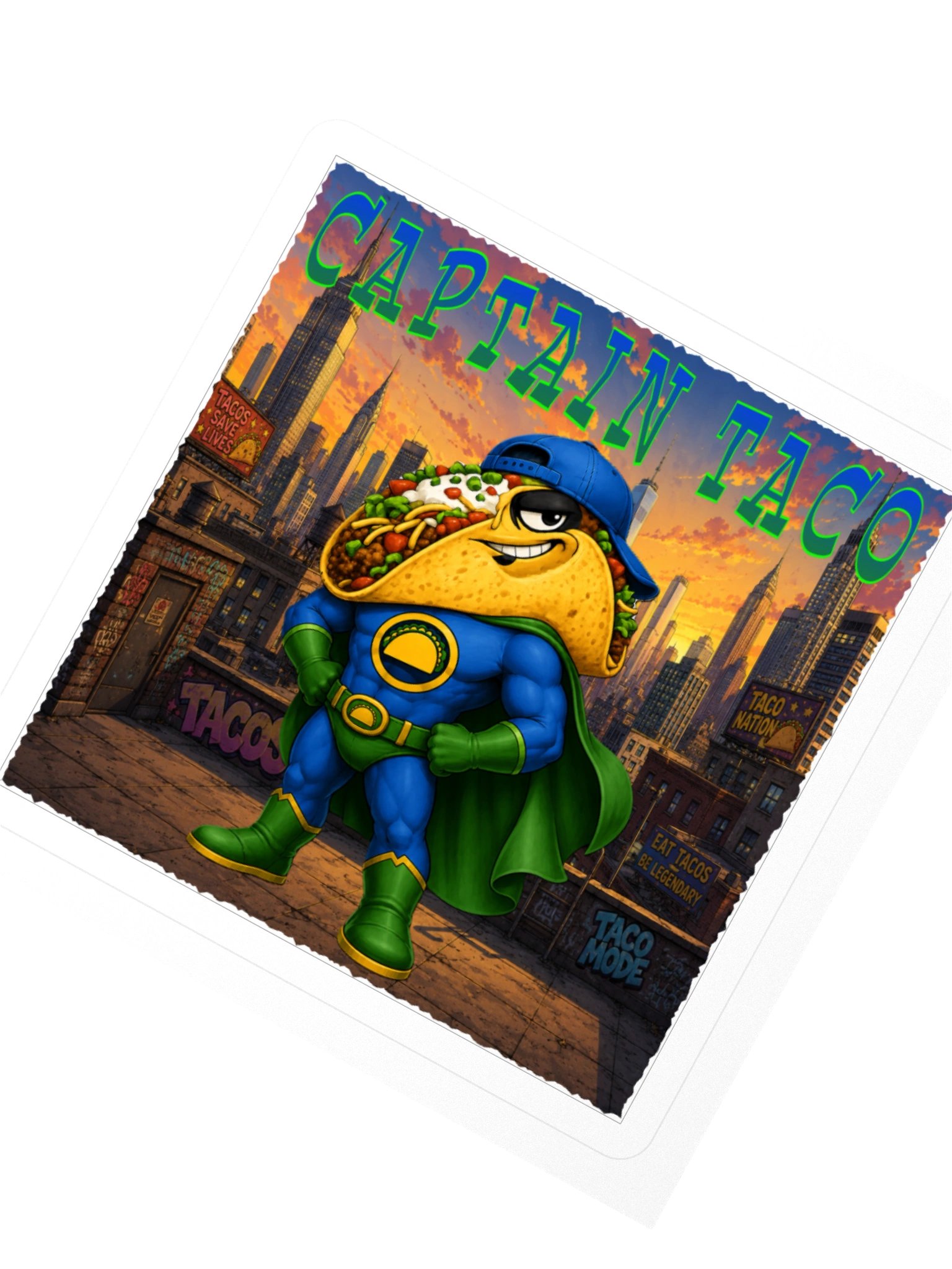 Captain Taco Superhero Sticker - The taco Family product image (6)