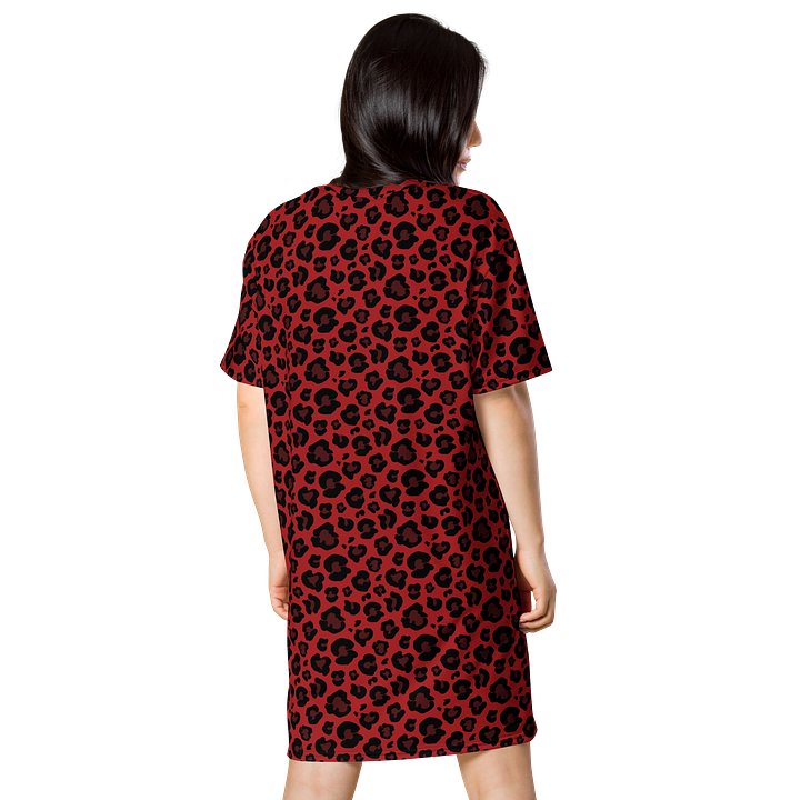 Stylish Red Leopard Print T-Shirt Dress product image (2)