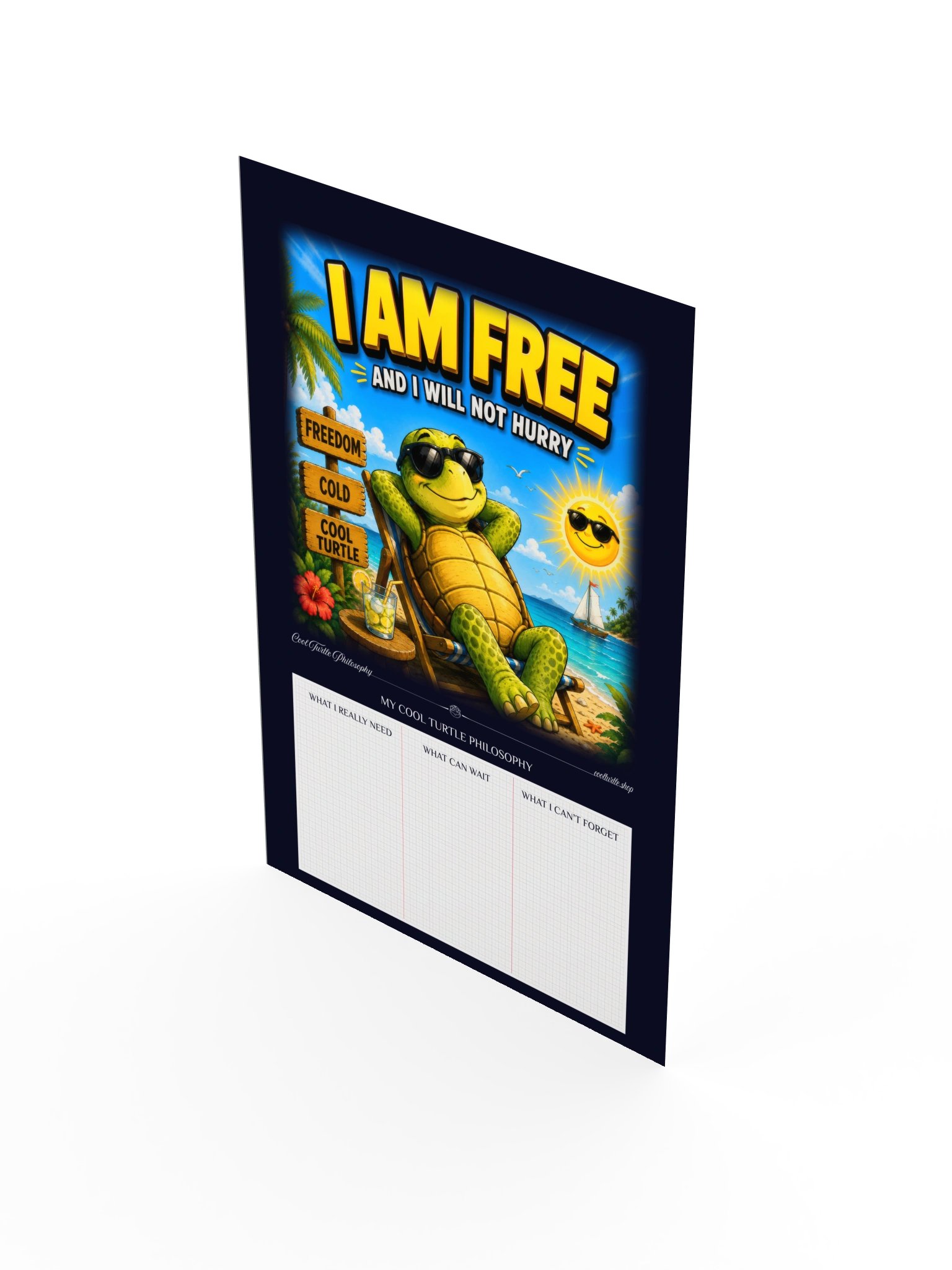 I AM FREE — My Cool Turtle Philosophy Interactive Poster — Deep Navy product image (3)