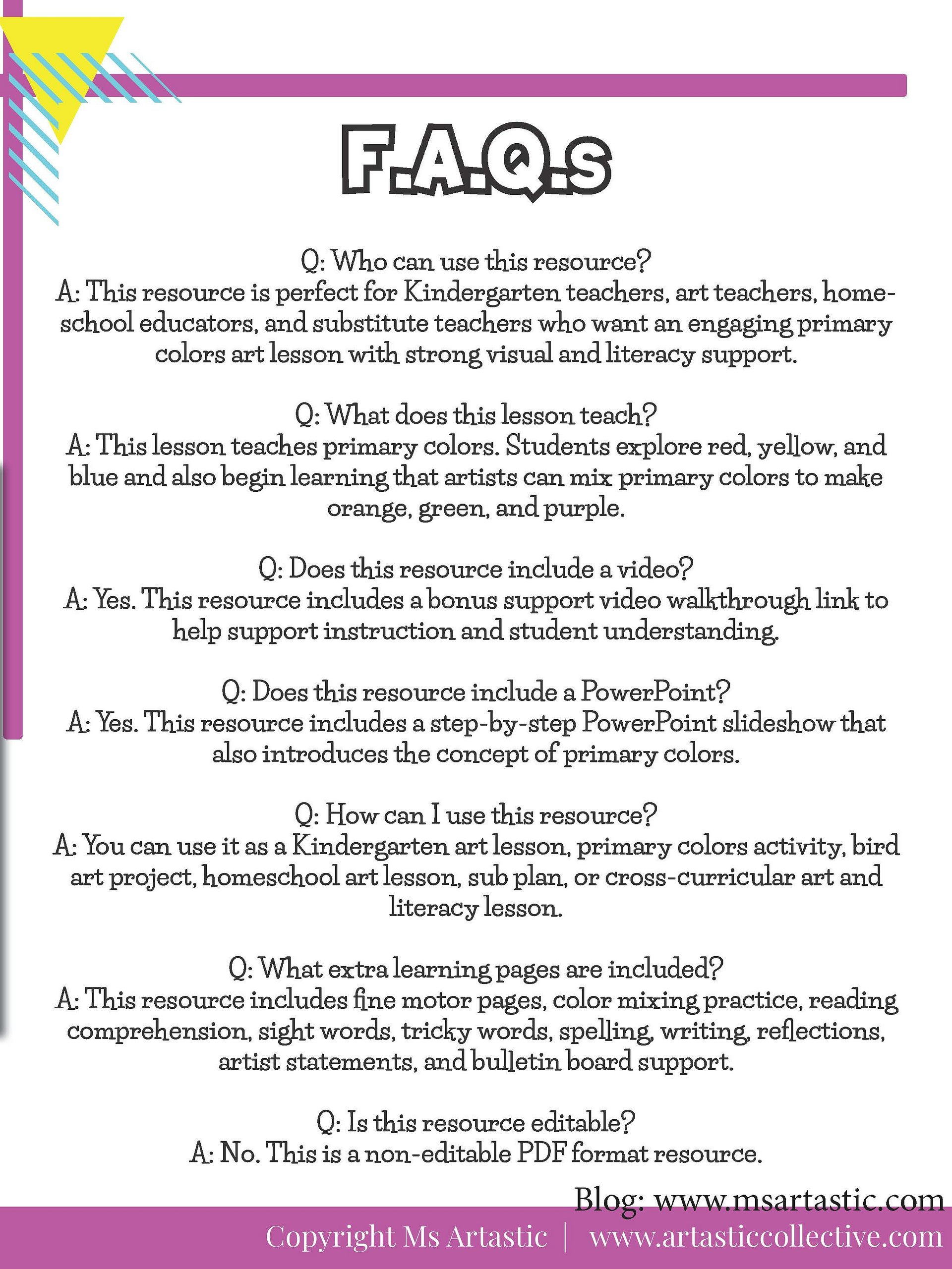Primary Colors Art Lesson Bird Art Project Kindergarten Art Activity product image (11)