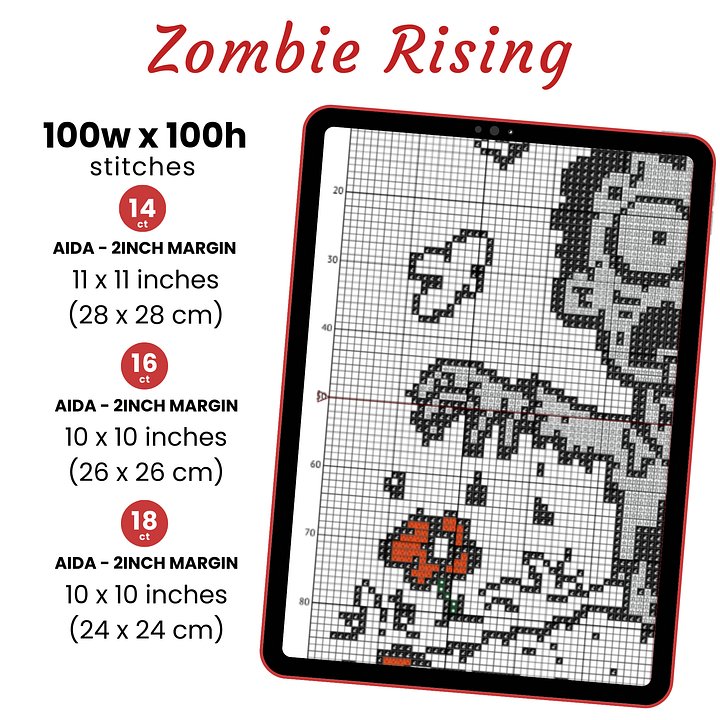 Zombie Rising Cross Stitch Pattern product image (2)