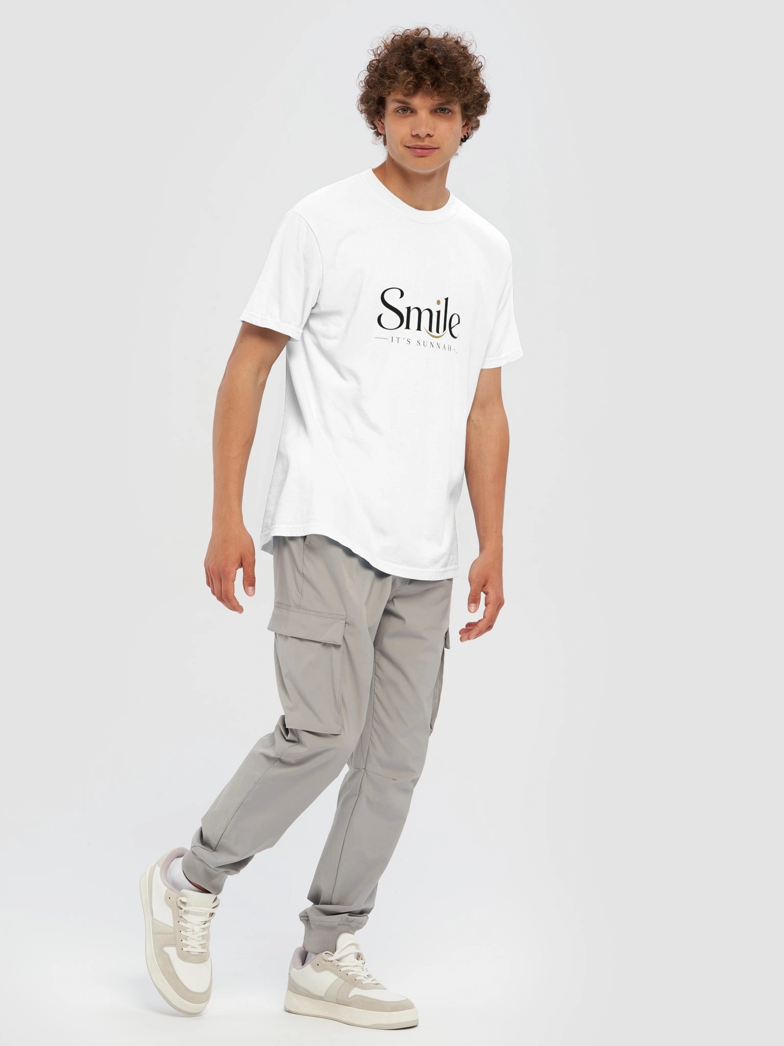 Smile It's Sunnah Printed Unisex Islamic T-Shirt in White | Minimalist Muslim Tee product image (7)