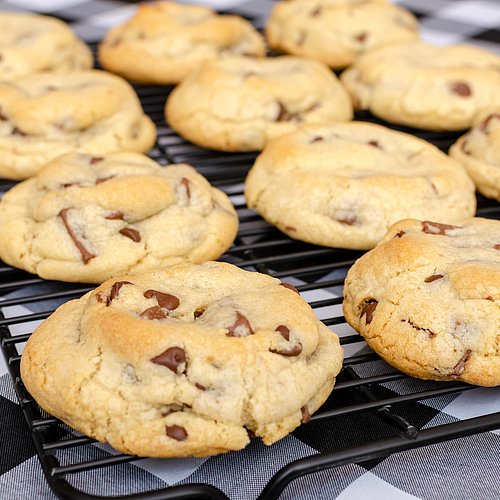 These are the best chocolate chip cookies I’ve ever made, and they’re BIG. Each is about 3.5 inches round and an inch thick. ...