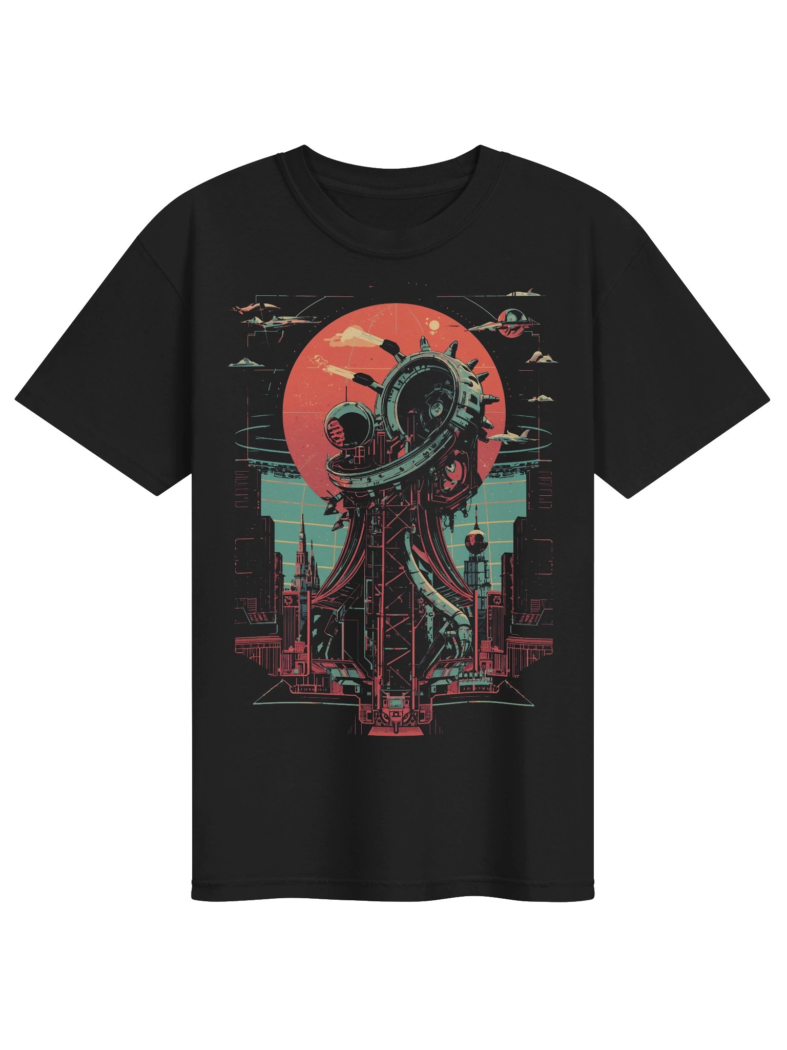 Retro Space Station Sci-Fi Heavyweight T-Shirt product image (1)