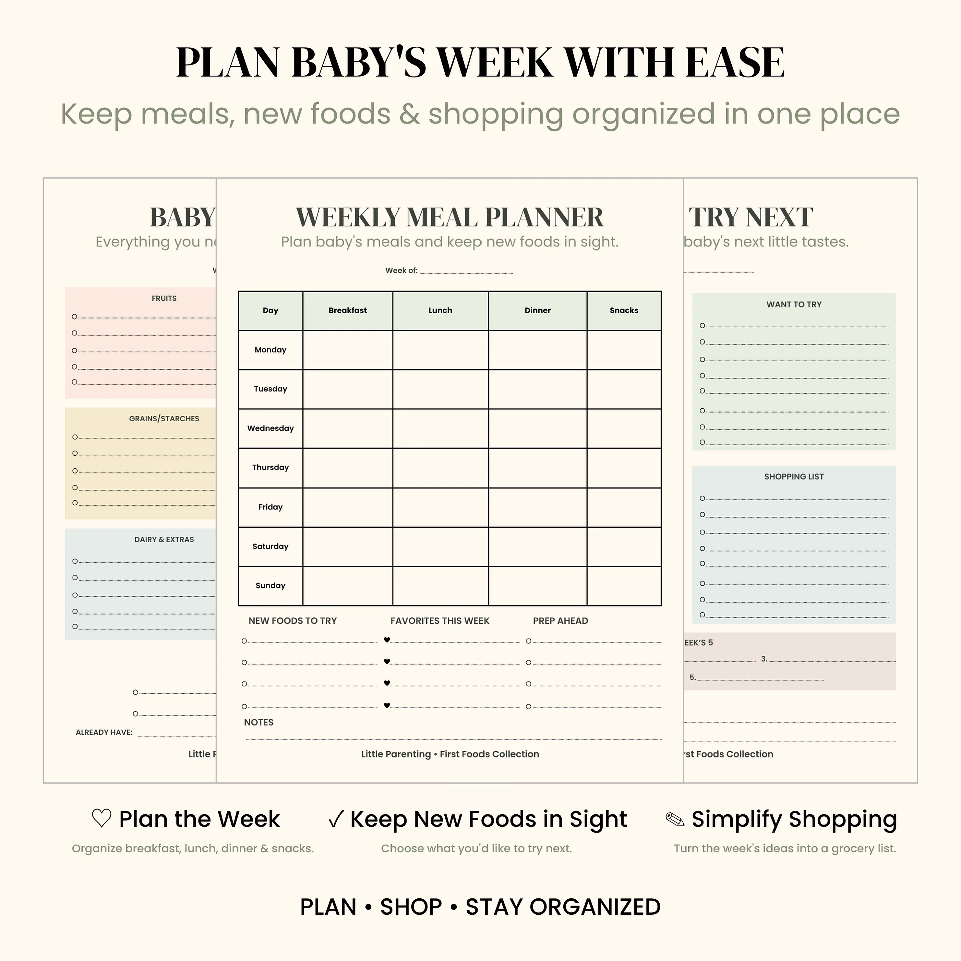 Baby’s First 100 Foods Printable | Baby Food Tracker & Meal Planning Kit product image (5)