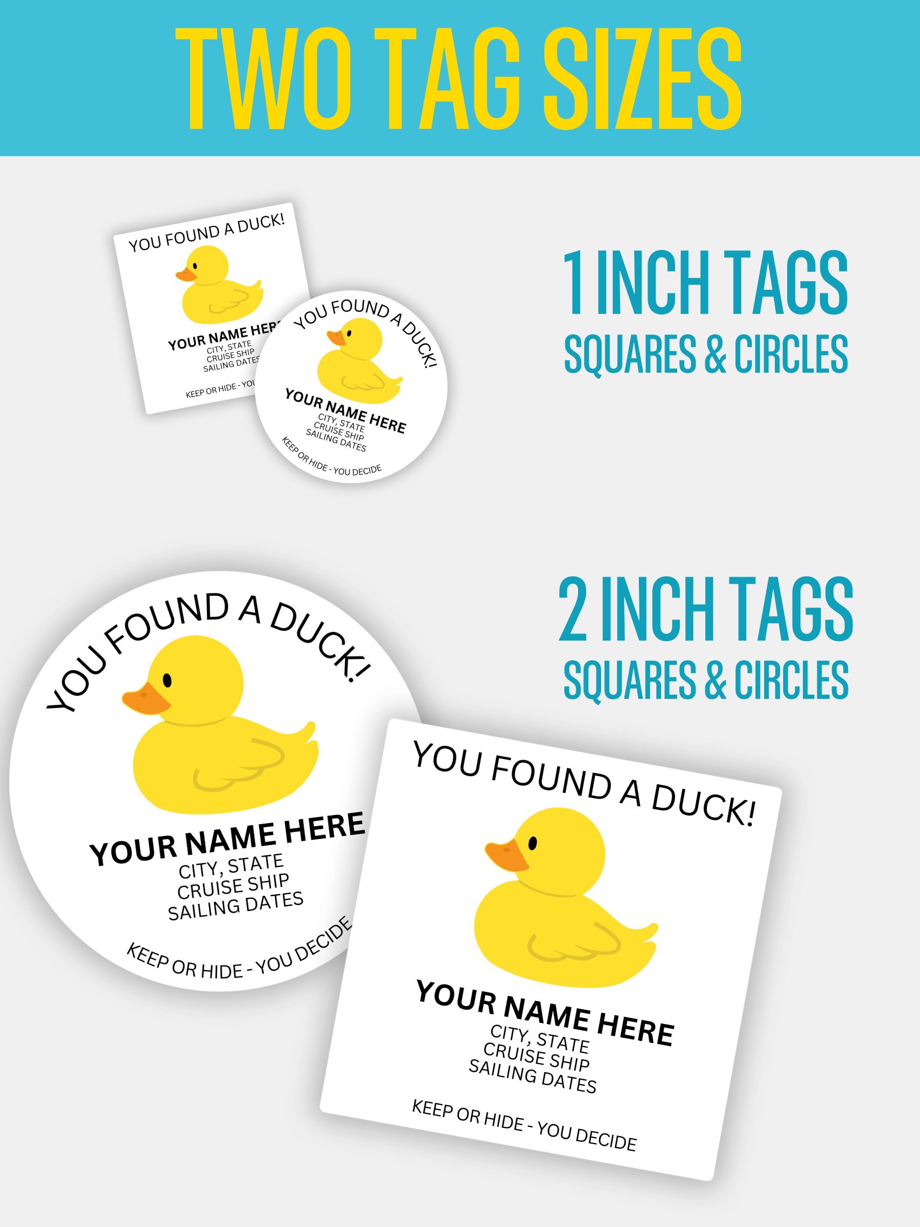Editable Cruise Duck Tags - Circles & Squares product image (5)