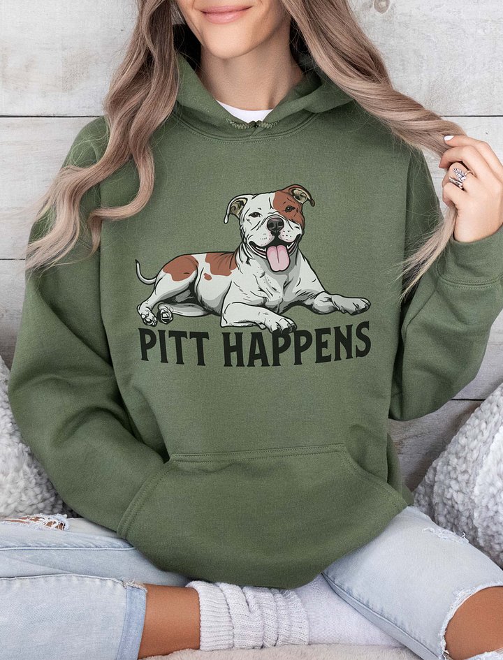 Pitt Happens Hooded Sweatshirt of a Pitbull Terrier | Funny Hoodie for Pittie and Staffy Paw-rents product image (2)